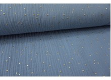 REST 27cm Double Gauze Musselin rauchblau Punkte